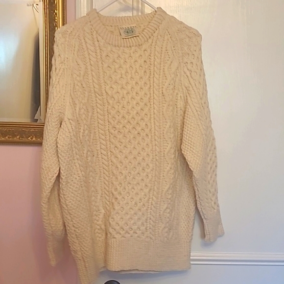 BLARNEY new wool cream handknit Irish sweater UNISEX - Picture 3 of 10